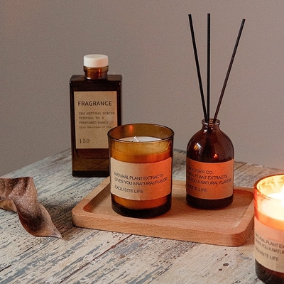 AROMA RUMAH Pabrik Langsung Coklat Kaca Lilin Aromaterapi Aroma Tanpa Asap Kesehatan Ornamen Hadiah Lilin Beraroma