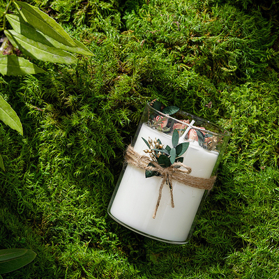 AROMA RUMAH Kustom Mewah Label Pribadi Kotak Hadiah Toples Kaca Penyembuhan Kristal Aromaterapi Spiritual Lilin Kedelai Beraroma