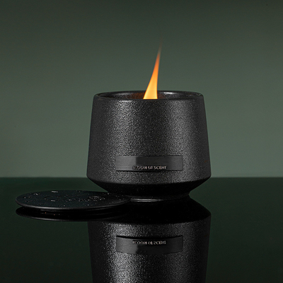 Minimalisme Style Bowl Wilderness Soy Wax Stoples Lilin Keramik Hitam Dengan Sumbu Kayu