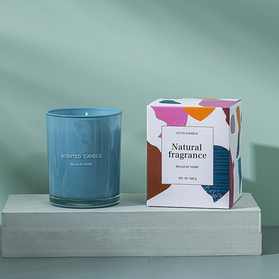 Aroma Home Custom Sablon Semprot Warna Soy Wax Glass Scented Candle With Box