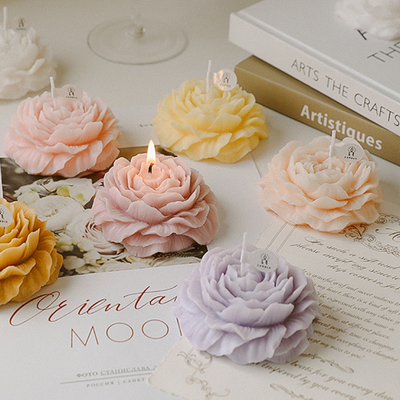 AROMA RUMAH Bentuk Bunga Peony Ukiran Lilin Lilin Aromaterapi Beraroma Buatan Tangan