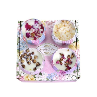 Label Pribadi yang Disesuaikan Beraroma Bunga Kering Crystal Soy Wax Tin Candle Gift Set