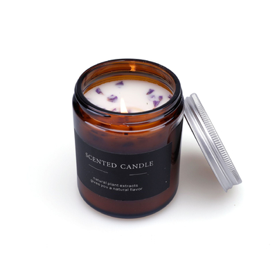 Lilin Minyak Esensial Label Pribadi Ramah Lingkungan Lilin Kaca Amber 4 Oz
