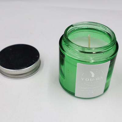 Lilin Lilin Kedelai Buatan Sendiri Mason Jar Lilin Minyak Kelapa Dalam Gelas Hijau