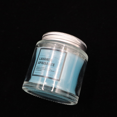 12 oz Buatan Rumah Blue Glass Jam Jar Lilin Lavender Beraroma untuk kamar mandi kamar tidur