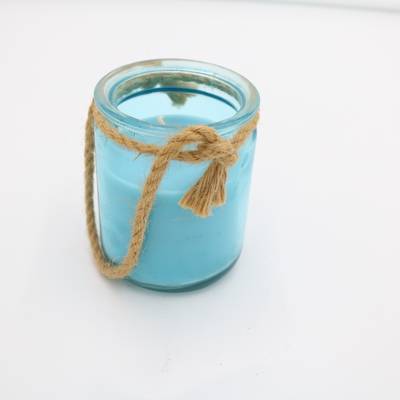 Aroma Home Blue Custom Scented Glass Jar Lilin Dengan Benang 8oz