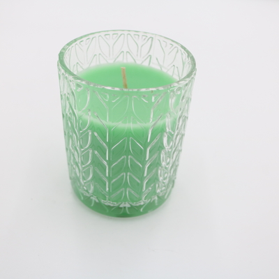 Kustom 7.5oz Green Votive Glass Jar Lilin Beraroma Lilin Kedelai Dengan Tutup