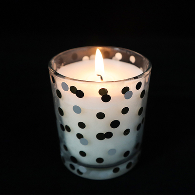 Lilin Tealight Kedelai Beraroma Alami Dalam Cangkir Kaca Bening Dicetak Aprikot Kelapa