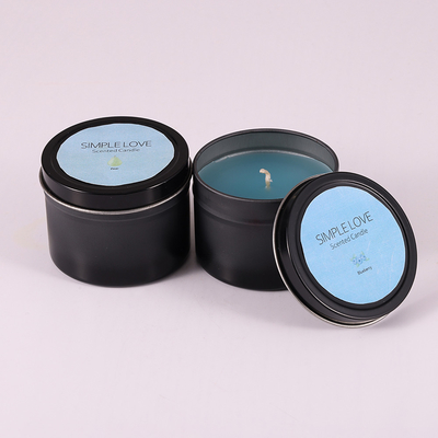 OEM 2 Oz Daur Ulang Matte Black Tin Can Lilin Untuk Kamar Tidur