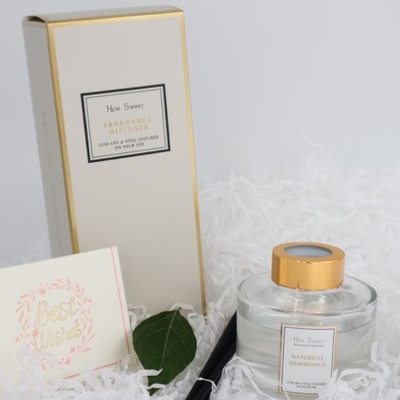 Aroma Reed Diffuser 126ml Botol Bulat Hadiah Mewah Set Dengan Tutup Emas