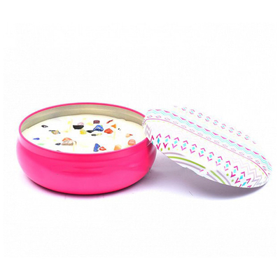 8oz Kaleng Lilin Bermotif Kosong Kamar Tidur Cahaya Lilin Romantis Dengan Tutup