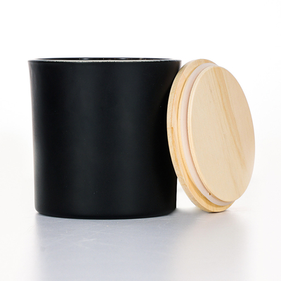 Gelas Kaca Tutup Kayu Hitam Lilin Wangi 420g 10 * 10cm