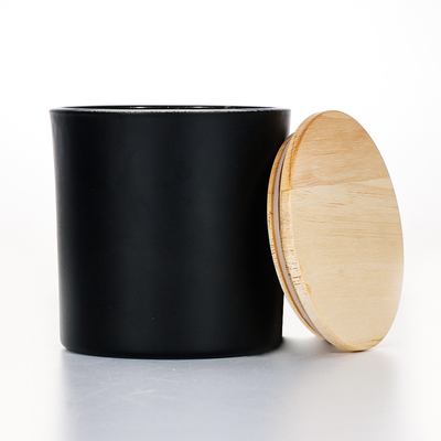 Gelas Kaca Tutup Kayu Hitam Lilin Wangi 420g 10 * 10cm