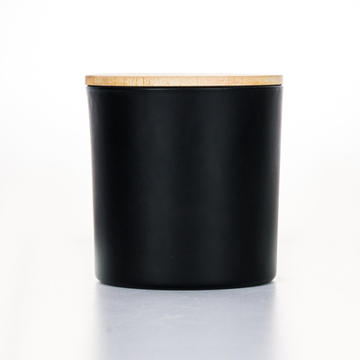 Gelas Kaca Tutup Kayu Hitam Lilin Wangi 420g 10 * 10cm