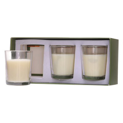Aroma Home Custom Aromatherapy Glass Jar Lilin Putih 70g * 3 untuk Ulang Tahun Pernikahan