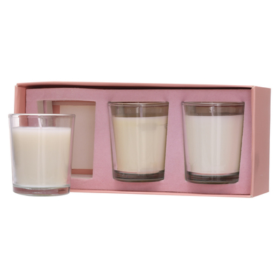 Aroma Home Custom Aromatherapy Glass Jar Lilin Putih 70g * 3 untuk Ulang Tahun Pernikahan