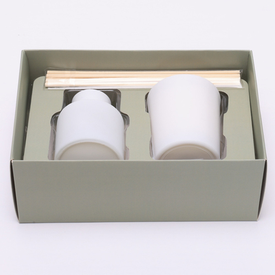 50ml Matte White Bottle Reed Diffuser Set Dengan Lilin Beraroma Tutup Kayu