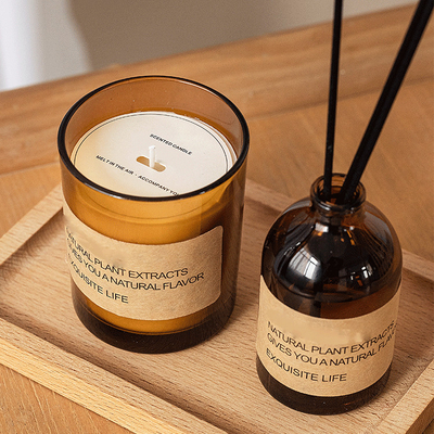Private Label Glass Wangi Lilin Dan Reed Diffuser Home Fragrance Gift Set