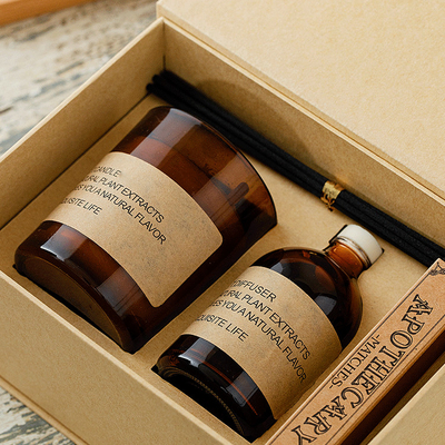 Private Label Glass Wangi Lilin Dan Reed Diffuser Home Fragrance Gift Set