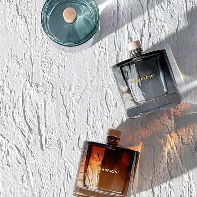 Cylinder Square Bottle Room Aroma Reed Diffuser Dengan Kotak Hadiah