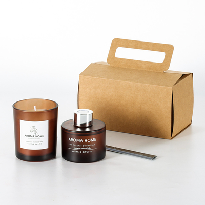 Wewangian Mewah Pesta Pernikahan Toples Lilin Reed Diffuser Gift Set Kesehatan Berwarna-warni