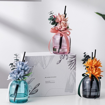 Flower Fiber Stick Parfum Aromaterapi Botol Kaca Round Reed Diffuser 400ml