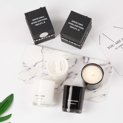 AROMA HOME Private Label Lilin Kaca Beraroma Mewah Hitam Putih