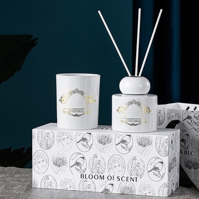 Toples Botol Hitam Putih Aroma Alami Lilin Aroma Reed Diffuser Gift Set
