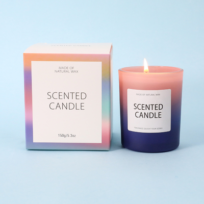 AROMA RUMAH China USA CA Warehouse 5oz Frosted Gradient Glass Jar Lilin Beraroma Dengan Kotak Hadiah