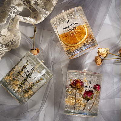 AROMA Dekorasi Rumah Aroma Bunga Jelly Fragrance Lilin Mewah Private Label Gel Lilin Kedelai Lilin Beraroma Di Toples Kaca