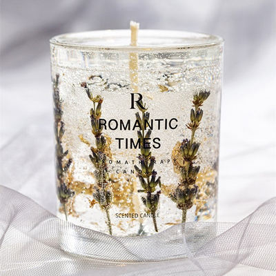 AROMA Dekorasi Rumah Aroma Bunga Jelly Fragrance Lilin Mewah Private Label Gel Lilin Kedelai Lilin Beraroma Di Toples Kaca