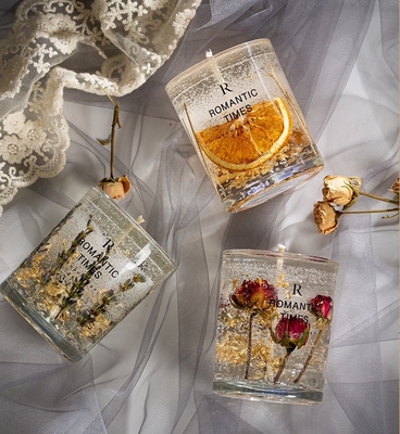AROMA Dekorasi Rumah Aroma Bunga Jelly Fragrance Lilin Mewah Private Label Gel Lilin Kedelai Lilin Beraroma Di Toples Kaca