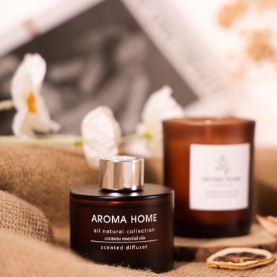 AROMA RUMAH Hot-sell Oil Fragrance Glass Jar Set Kado Lilin Beraroma Reed Diffuser Coklat Mewah