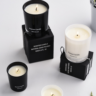 AROMA RUMAH Grosir Kualitas Tinggi Hitam Putih Private Label Lilin Kaca Beraroma Mewah