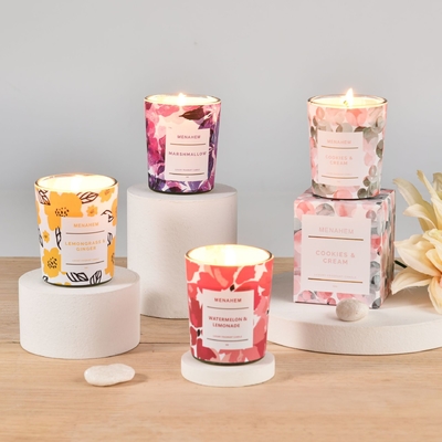 AROMA RUMAH Grosir Hadiah Rumah Tangga Mewah Set Kustom Kreatif Wangi Bunga Kaca Toples Lilin Beraroma Lilin Kedelai