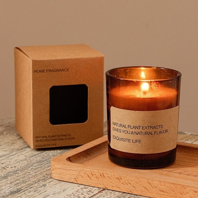 AROMA RUMAH Pabrik Langsung Coklat Kaca Lilin Aromaterapi Aroma Tanpa Asap Kesehatan Ornamen Hadiah Lilin Beraroma