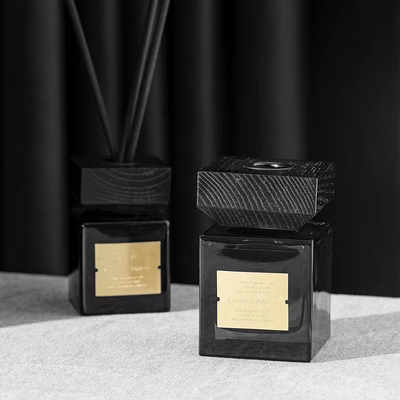 Sesuaikan Penyegar Udara Dekorasi Rumah Fragrance Oil Stick Black Glass Reed Diffuser