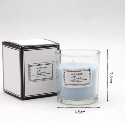 AROMA RUMAH Mewah Private Label Kustom Aromaterapi Nordic INS Wangi Scented Soy Wax Bening Jar Lilin dengan Kotak Hadiah