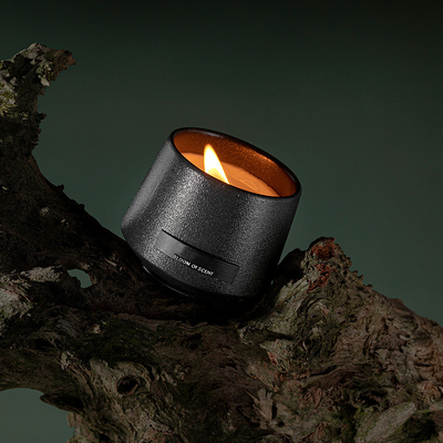 Minimalisme Style Bowl Wilderness Soy Wax Stoples Lilin Keramik Hitam Dengan Sumbu Kayu
