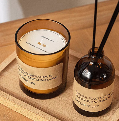 AROMA RUMAH Mewah Kustom Private Label Aromaterapi Lilin Lilin Beraroma Reed Diffusers Gift Set Dengan Pallet Kayu M