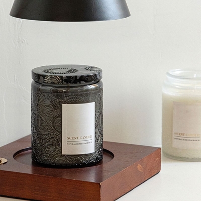 AROMA HOME Organik Jar Kaca Timbul Unik Lilin Beraroma Dengan Kotak Kado