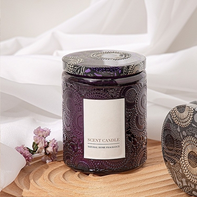 AROMA HOME Organik Jar Kaca Timbul Unik Lilin Beraroma Dengan Kotak Kado