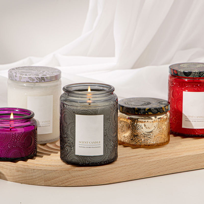 AROMA HOME Organik Jar Kaca Timbul Unik Lilin Beraroma Dengan Kotak Kado