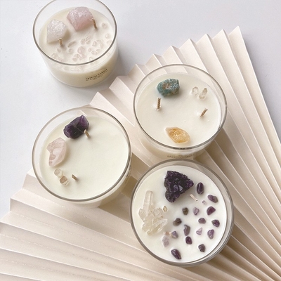 AROMA HOME Custom Logo Soy Wax Crystal Stone Candles Big Scented 10 OZ