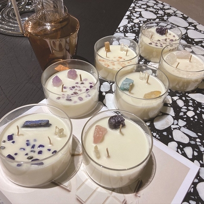 AROMA HOME Custom Logo Soy Wax Crystal Stone Candles Big Scented 10 OZ