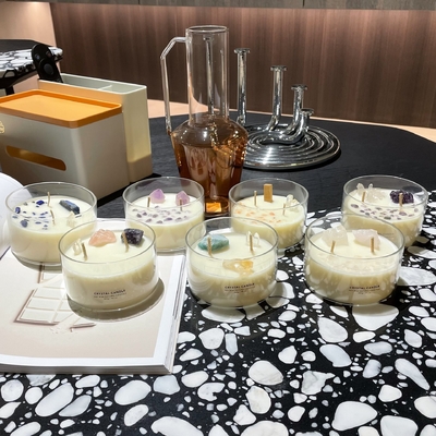 AROMA HOME Custom Logo Soy Wax Crystal Stone Candles Big Scented 10 OZ