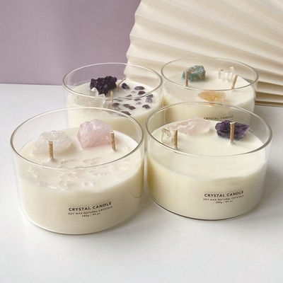 AROMA HOME Custom Logo Soy Wax Crystal Stone Candles Big Scented 10 OZ