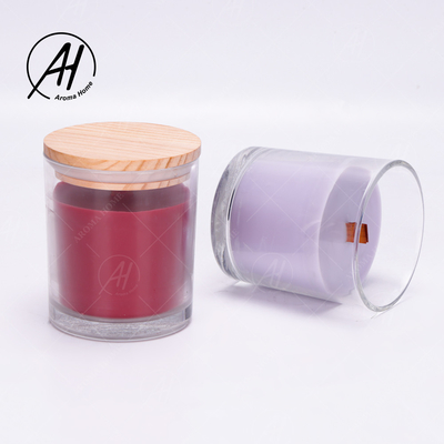 Toples Kaca Tutup Kayu Rumah Dor Kustom Lilin Beraroma Lilin Kedelai Private Label 8OZ
