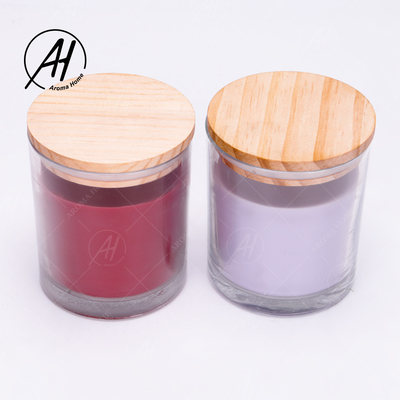 Toples Kaca Tutup Kayu Rumah Dor Kustom Lilin Beraroma Lilin Kedelai Private Label 8OZ