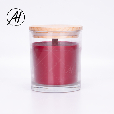 Toples Kaca Tutup Kayu Rumah Dor Kustom Lilin Beraroma Lilin Kedelai Private Label 8OZ